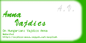 anna vajdics business card